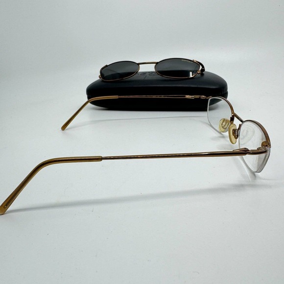 Easyclip Eyeglasses Gold Frame w Polarized ClipOn Sunglasses 49-19 H9563 - Picture 4 of 9